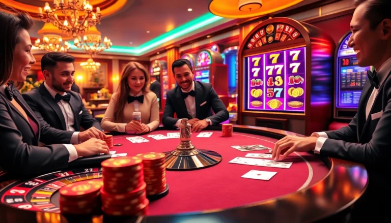 Experience thrilling casino excitement at https://go8.chat/ with vibrant poker chips and a classic roulette wheel.