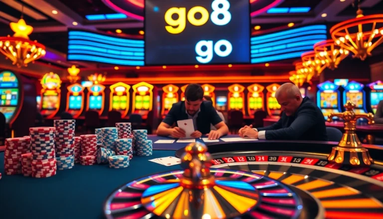 The go8 format brought to life at an upscale casino table with colorful poker chips and gripping gameplay.