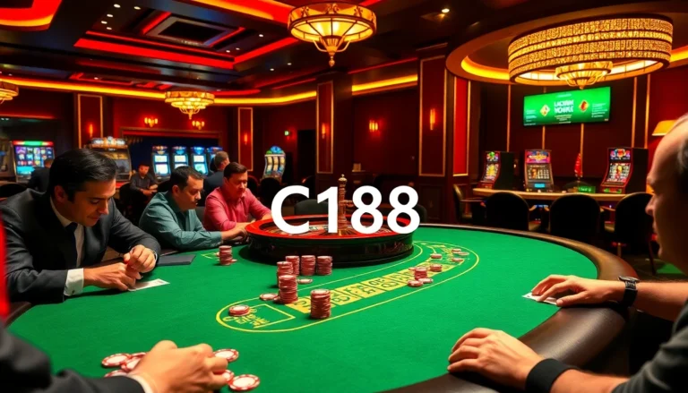 Experience excitement with C168 at a packed poker table, where players strategize their next moves.